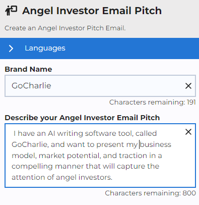 angel investor email pitch